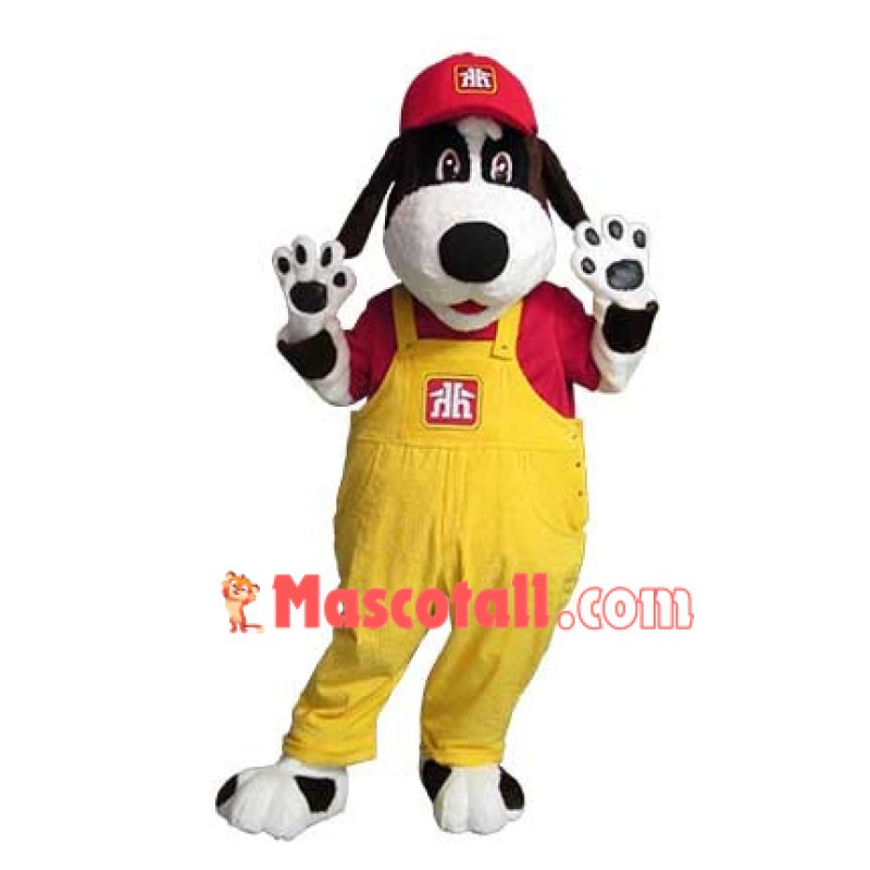 Gentle Black & White Dog With Smiling Face Mascot Costume