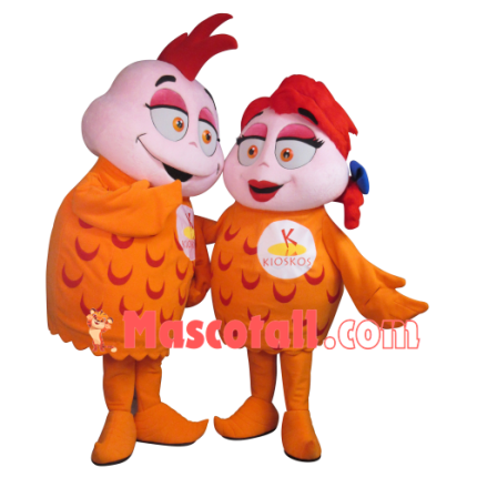 Attractive Voluptuous Chicken Couple Mascot Costume