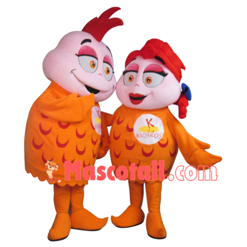 Attractive Voluptuous Chicken Couple Mascot Costume