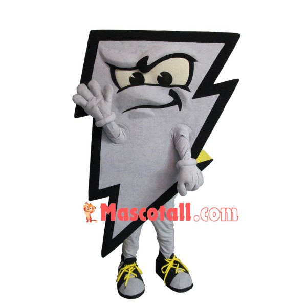 Grey Lightning Sign Mascot Costume
