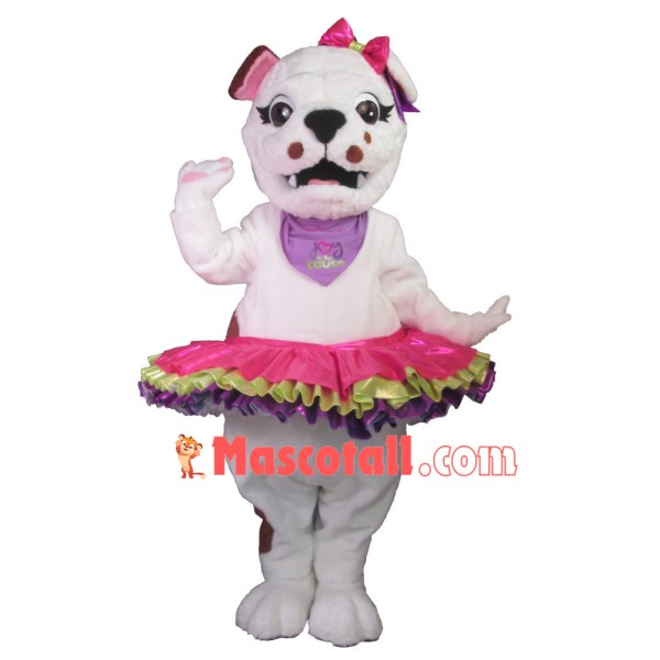 Graceful Ballet White Bulldog Mascot Costume
