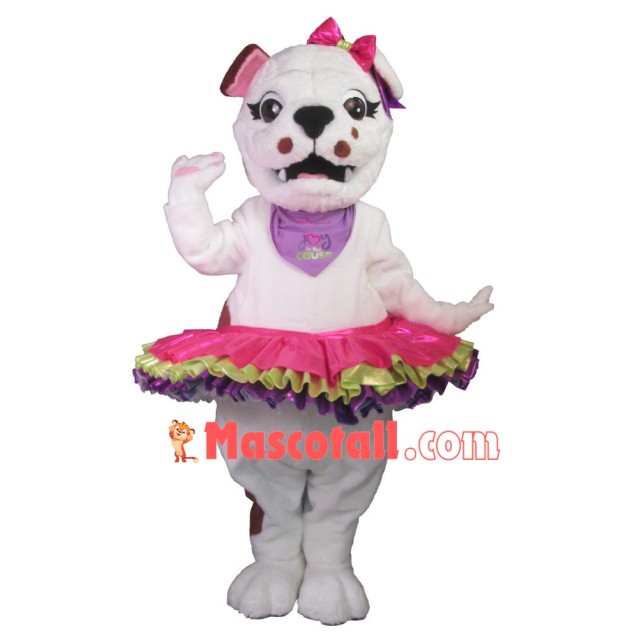 Graceful Ballet White Bulldog Mascot Costume