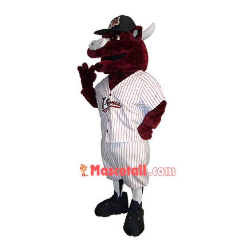 Club Member Red Brown Bull Mascot Costume