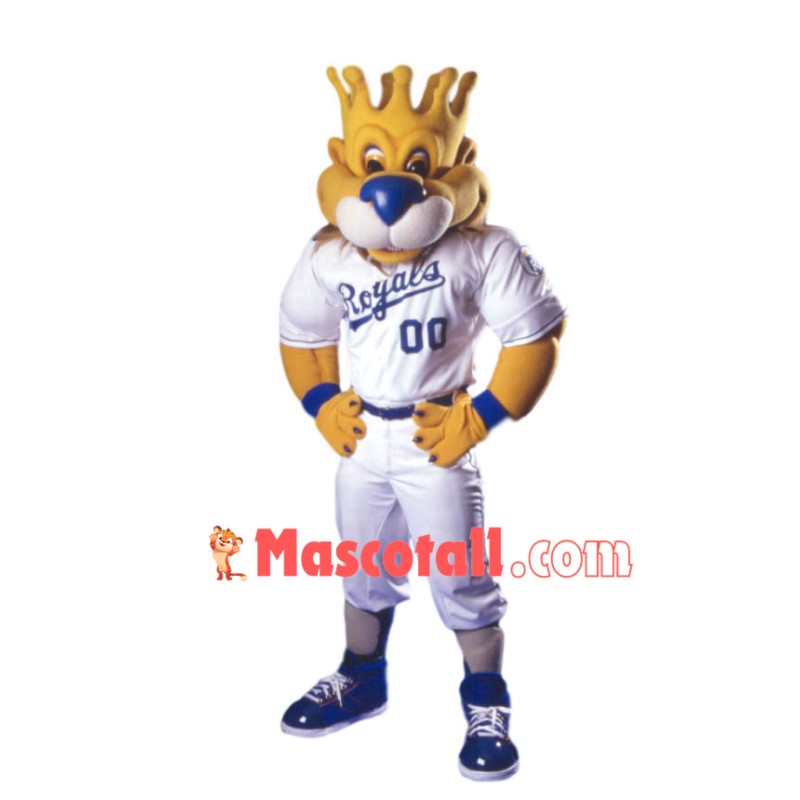Sturdy Crown Lion Wearing Tight Outfit Mascot Costume