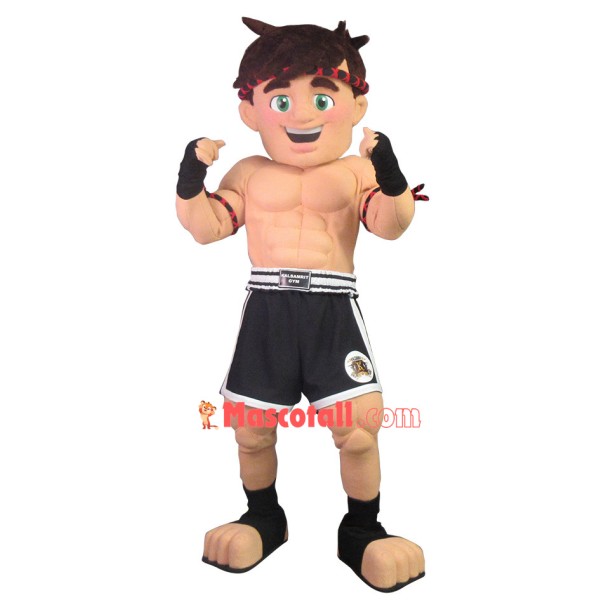 Muscular Fighter Boy Mascot Costume