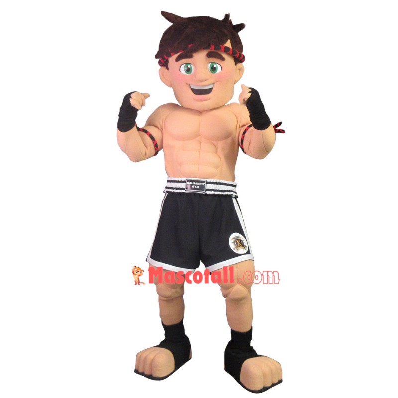Muscular Fighter Boy Mascot Costume