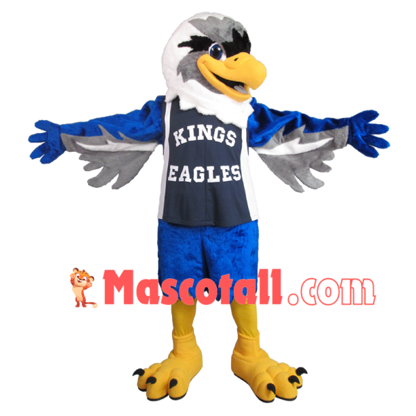 Stretching Player Blue Eagle Mascot Costume