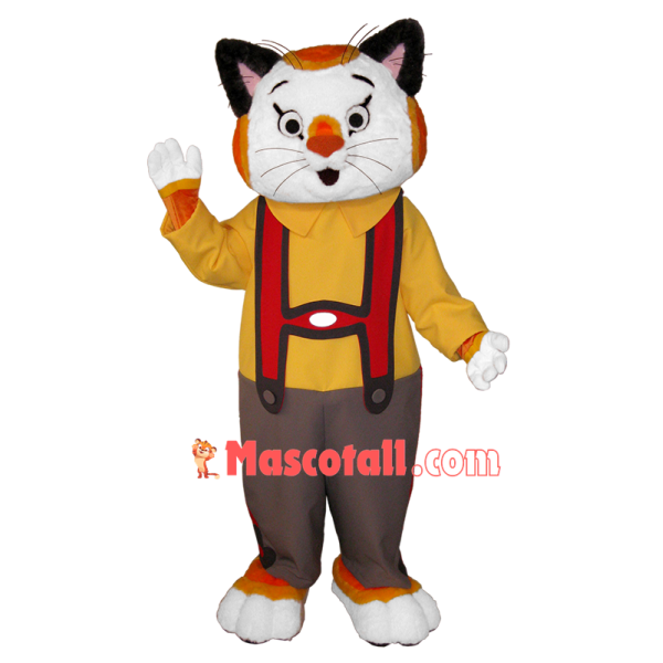 Lovable Orange Cat In The Blouse Mascot Costume