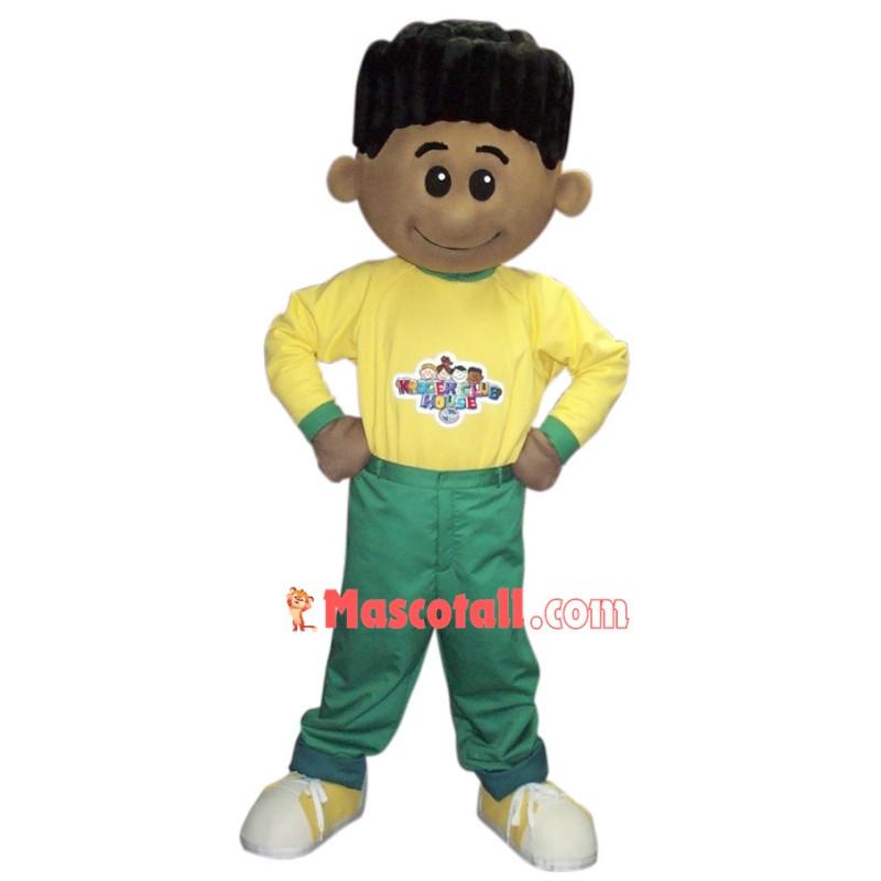 Black Little Boy In Childrens Home Mascot Costume