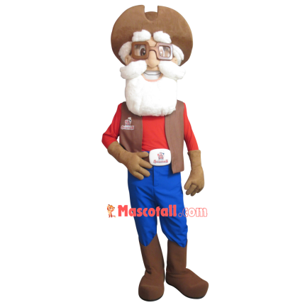 White Beard Staff On The Platform Mascot Costume