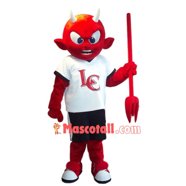 Red Devil Holding The Trident Mascot Costume