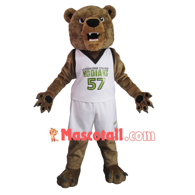 College Brown Bear In The Sport Suit Mascot Costume