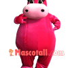 Pretty Bright Pink Hippo With Hair Band Mascot Costume