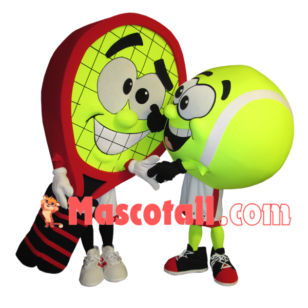 One Pair Of Matching Tennis Ball And Racket Mascot Costume