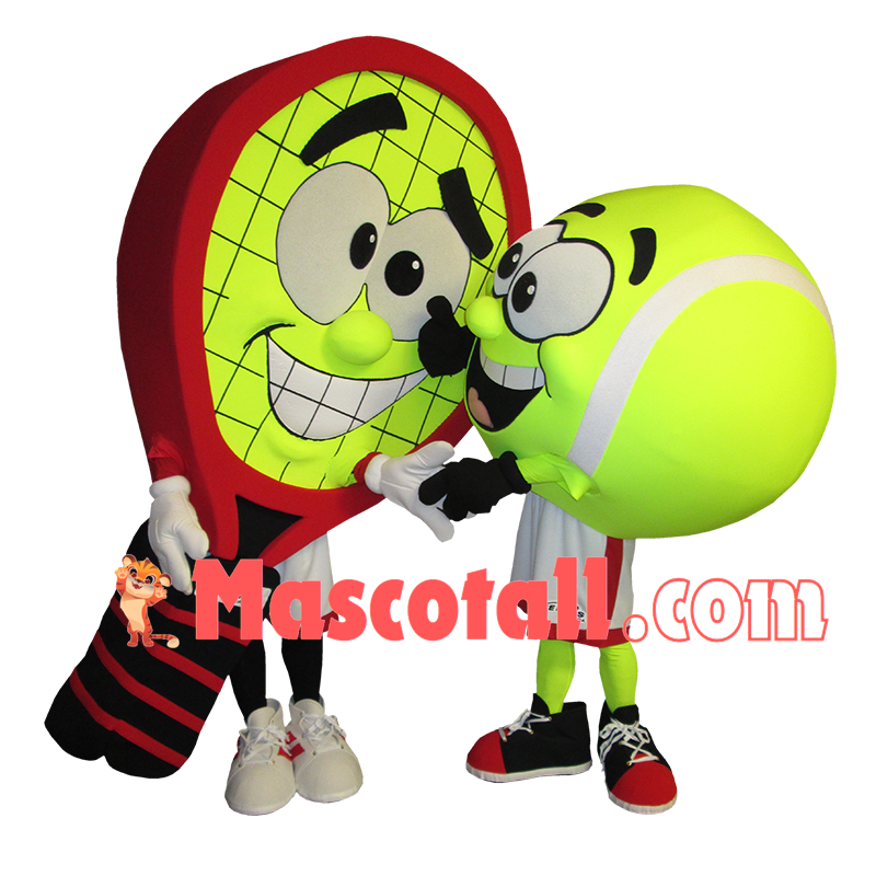 One Pair Of Matching Tennis Ball And Racket Mascot Costume