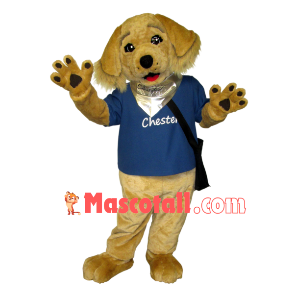 Youthful Brown Dog With Schoolbag Mascot Costume