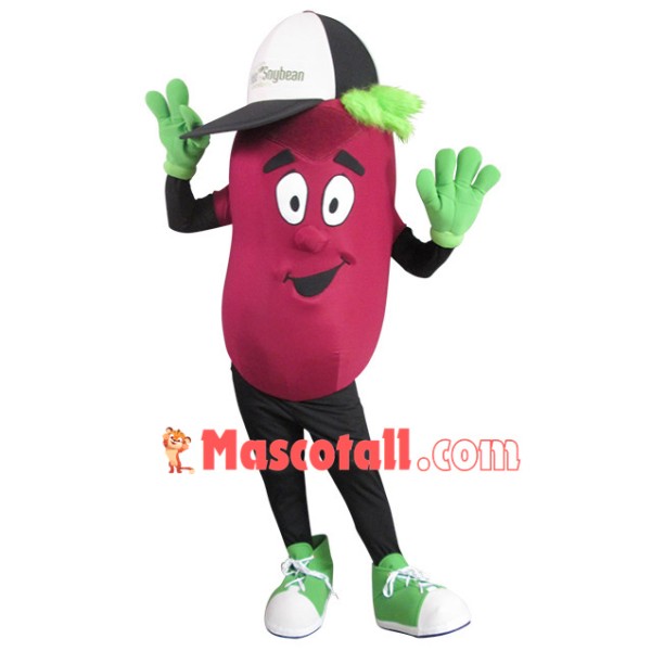Cartoon Red Bean With Cap Mascot Costume
