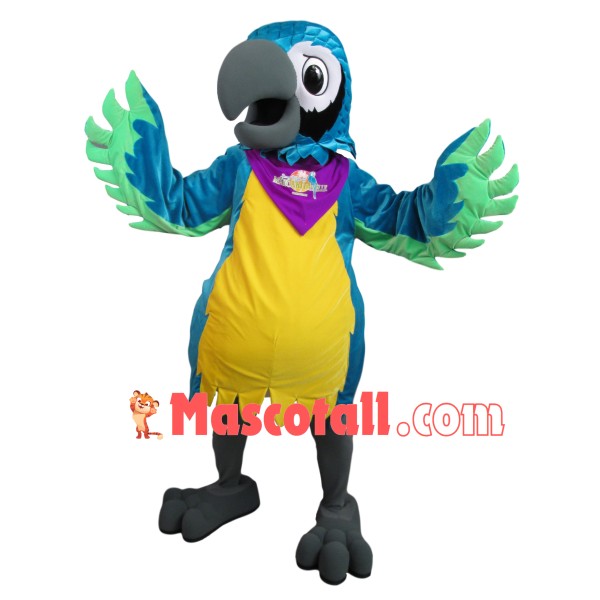 Uneasy Blue Feathered Parrot Mascot Costume