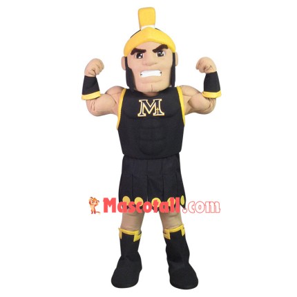 Muscular Warrior Mascot Costume Showing Strength