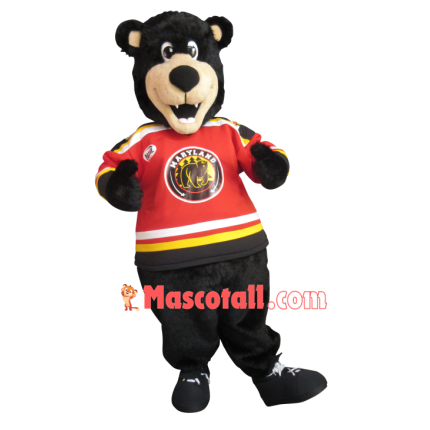 University Black Furry Bear Mascot Costume