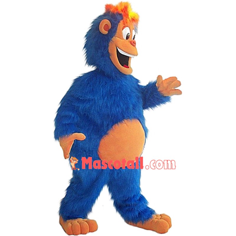 Mischievous Blue Long-haired Wild Monkey Mascot Costume