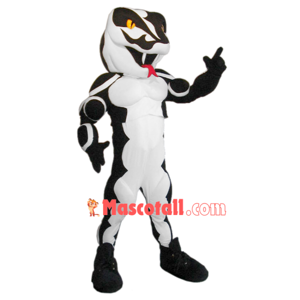 Customized Black & White Muscle Viper Mascot Costume
