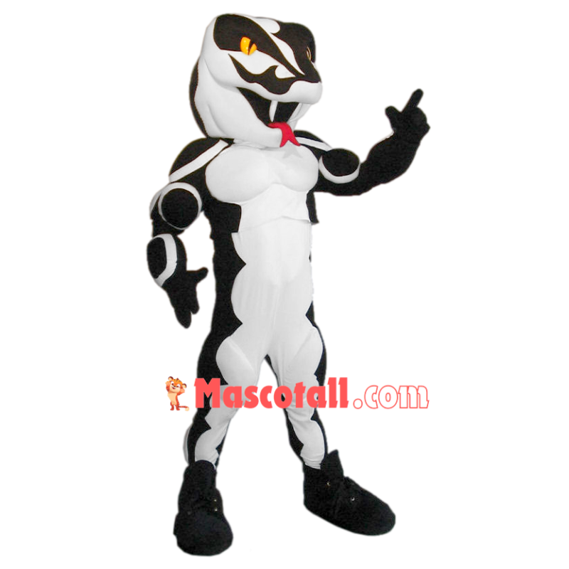 Customized Black & White Muscle Viper Mascot Costume