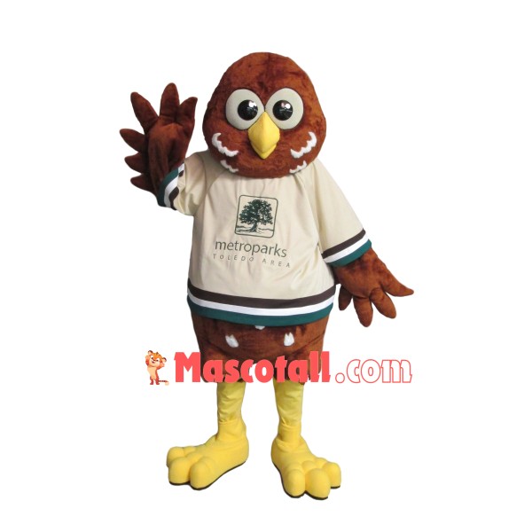 Friendly Bald Owl Mascot Costume For The Park
