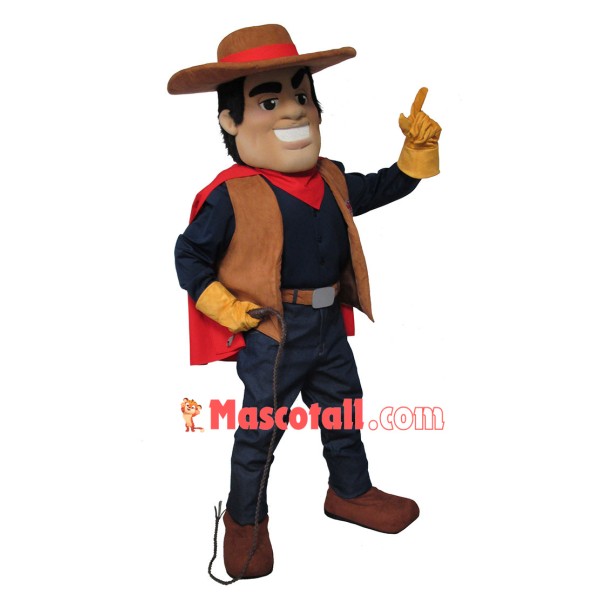 Western Cowboy Waving The Horse Whip Mascot Costume