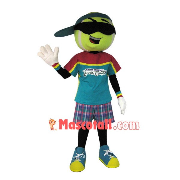 Sunglasses Tennis Ball Mascot Costume For The Tennis Center