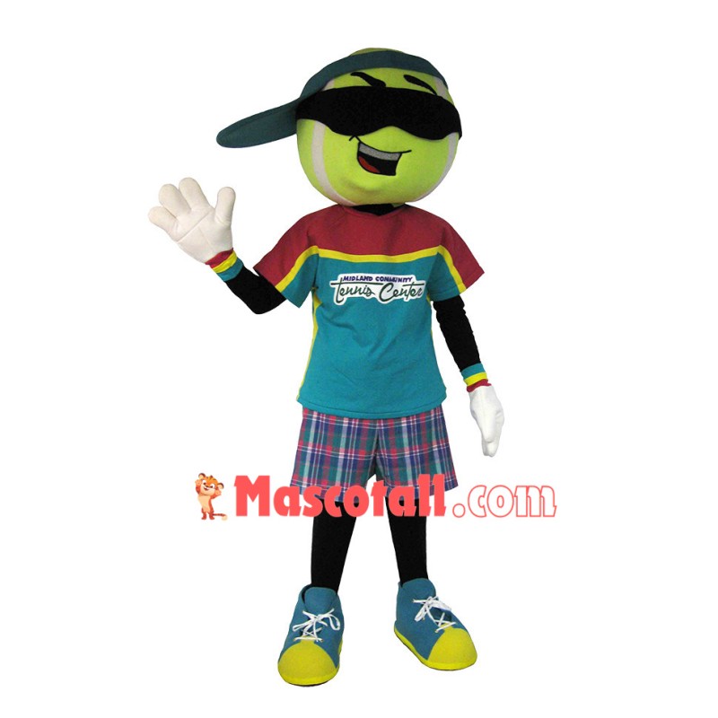 Sunglasses Tennis Ball Mascot Costume For The Tennis Center