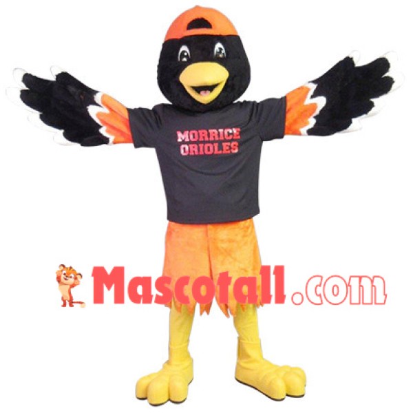 Lively Bird In The Orange Cap Mascot Costume