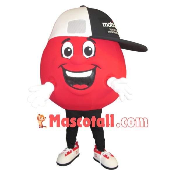 Cartoon Red Ball With Baseball Cap Mascot Costume