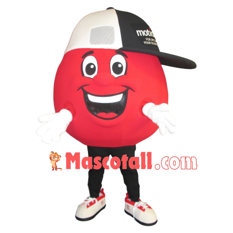 Cartoon Red Ball With Baseball Cap Mascot Costume