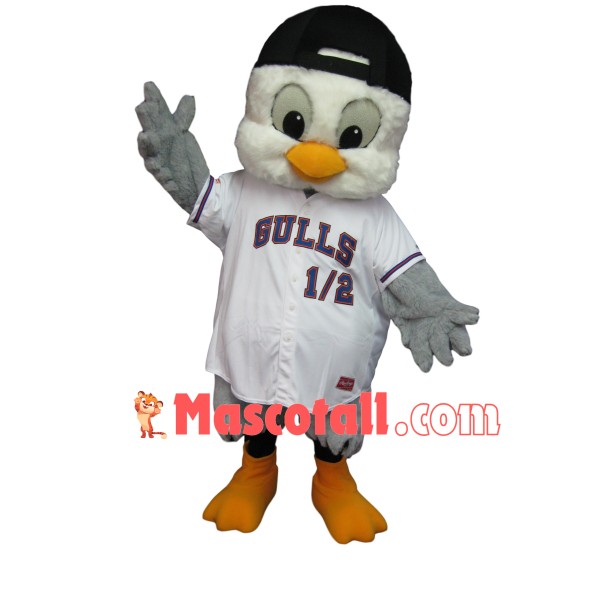 Plush Fat Gull In Baseball Uniform Mascot Costume