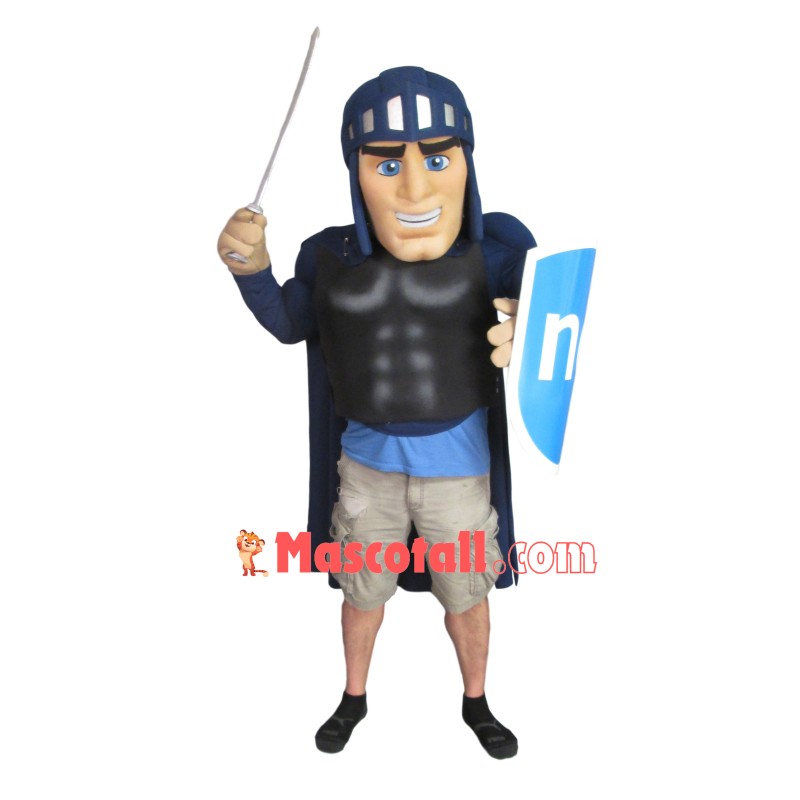 Fighting Warrior In Strong Armor Mascot Costume