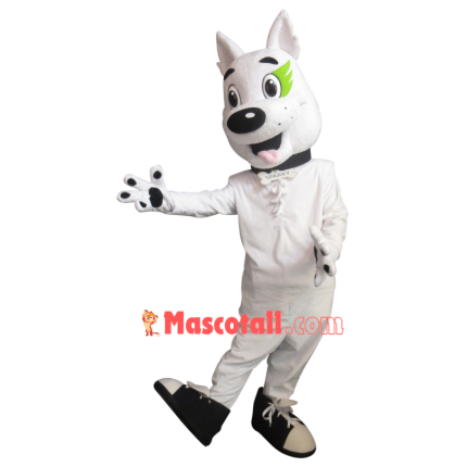 Active Domestic White Pet Dog Mascot Costume