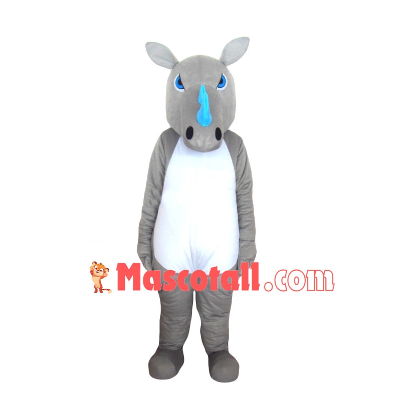 Blue Horns Rhino Mascot Costume