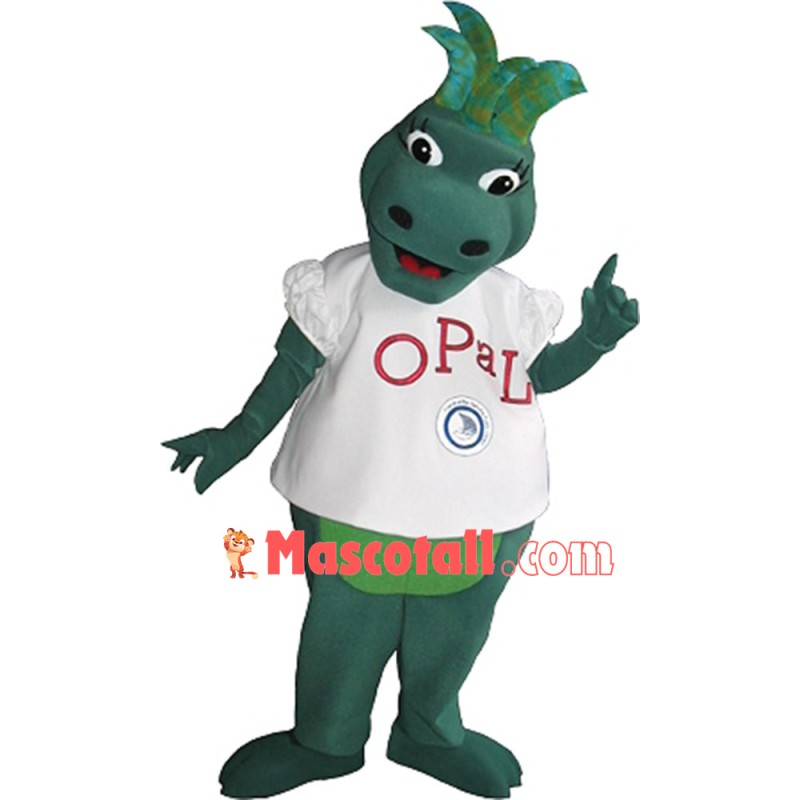 Green Dragon In The Puff Sleeve Top Mascot Costume
