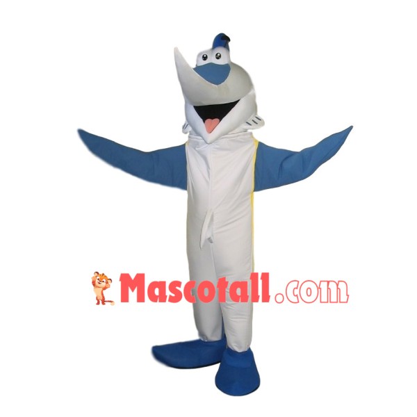 Joyful Pointed Mouth White Dolphin Mascot Costume
