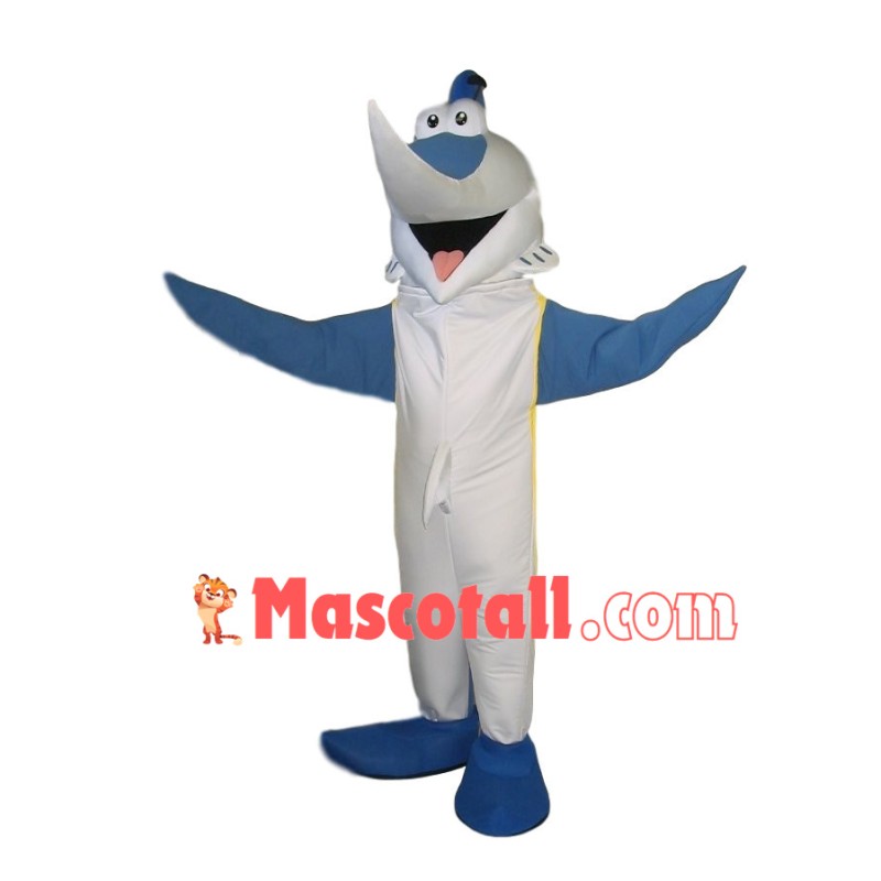 Joyful Pointed Mouth White Dolphin Mascot Costume