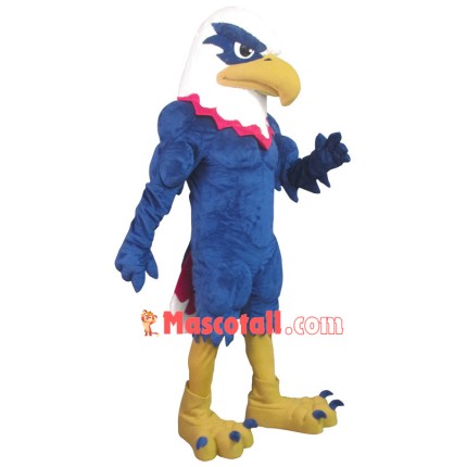 Patient Blue Muscular Eagle Mascot Costume