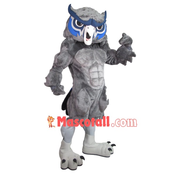 Vigorous Gray Muscle Owl Mascot Adult Costume