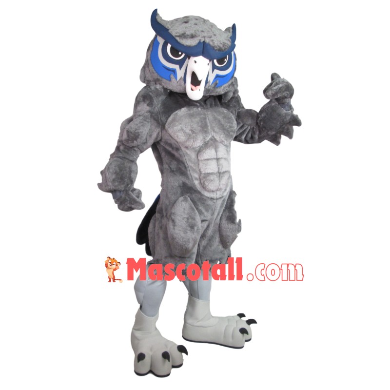 Vigorous Gray Muscle Owl Mascot Adult Costume
