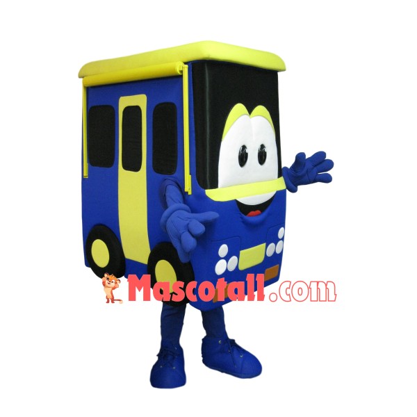 Small Capacity Blue School Bus Mascot Costume