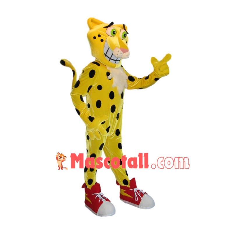 Complacent Sport Yellow Leopard Mascot Costume