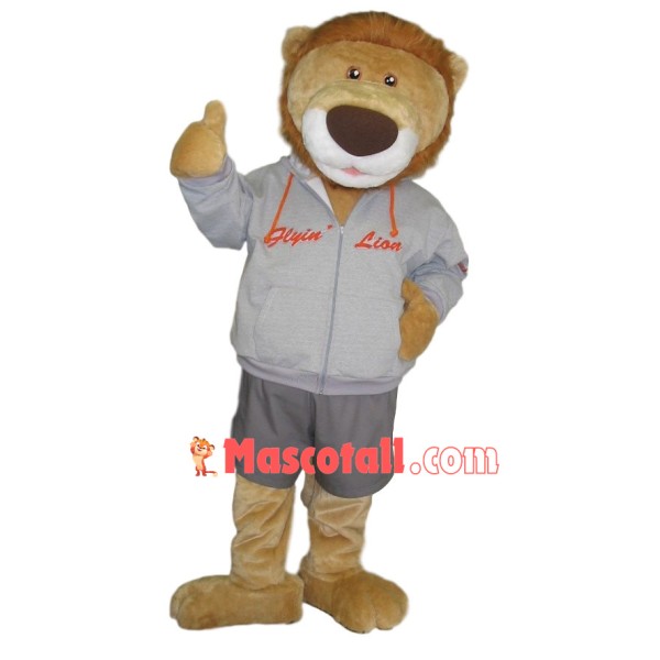 Leisurely Lion In The Hooded Jacket Mascot Costume