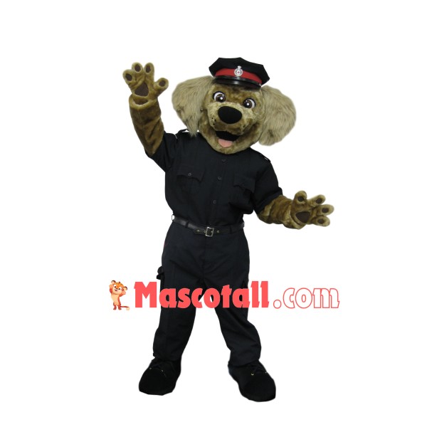 Conscientious Police Officer Dog In Uniform Mascot Costume