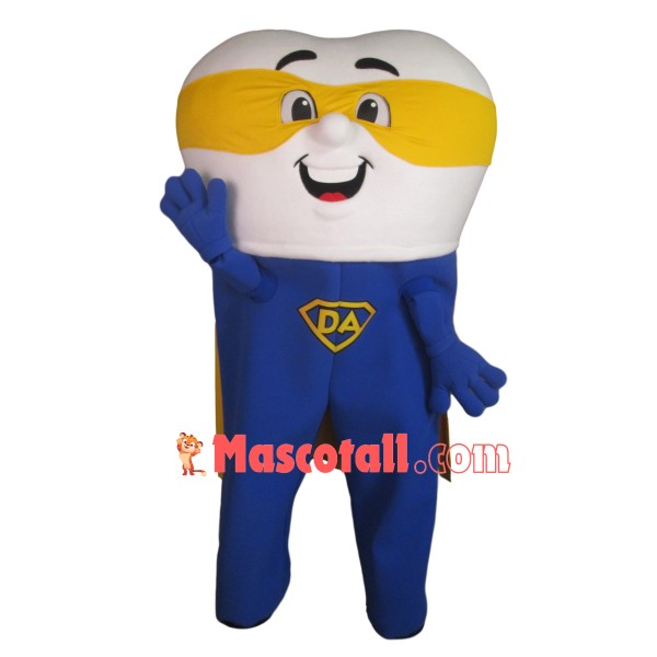 Tooth Superman With Blindfold Mascot Costume