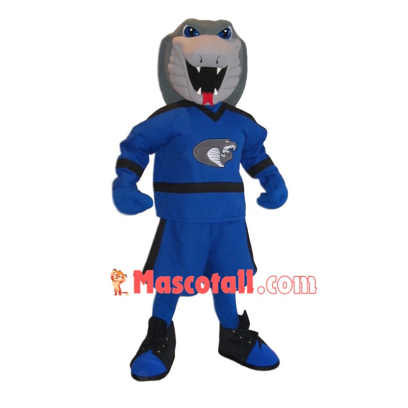 Fierce Python In The Blue Team Uniform Mascot Costume